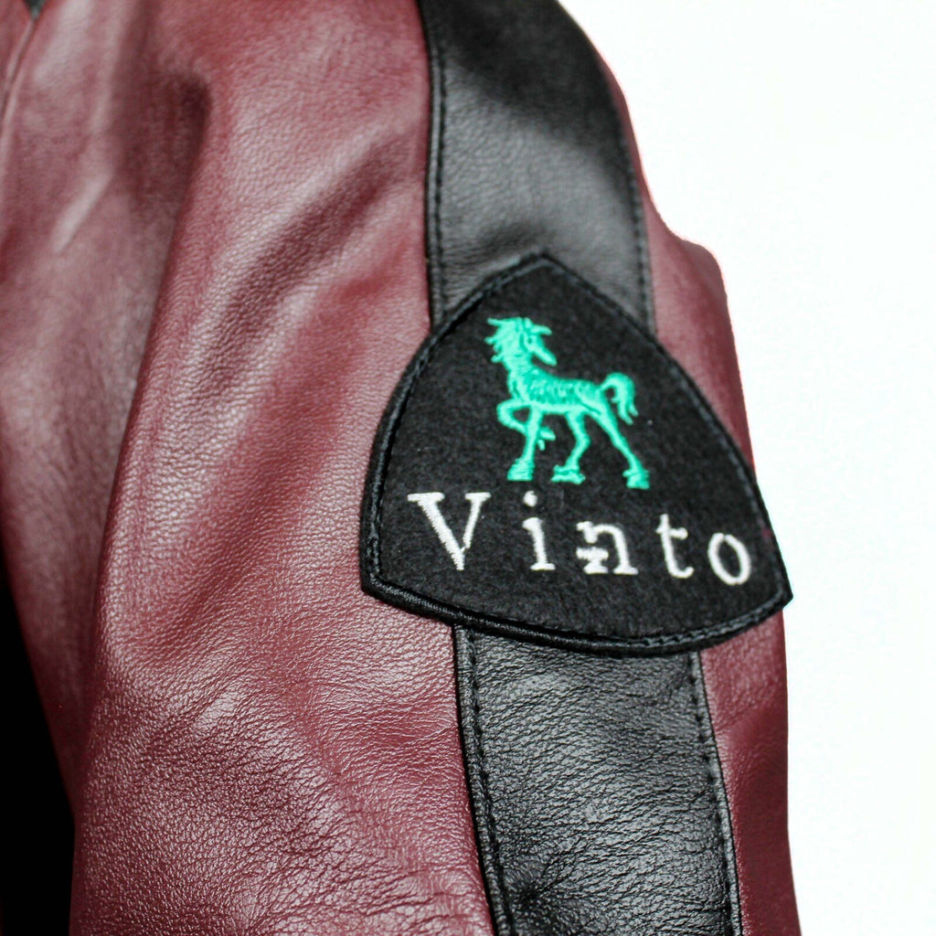 Bomber in pelle ecologica prugna e nero 4