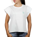 T-shirt bianca giromanica logo ricamato 1