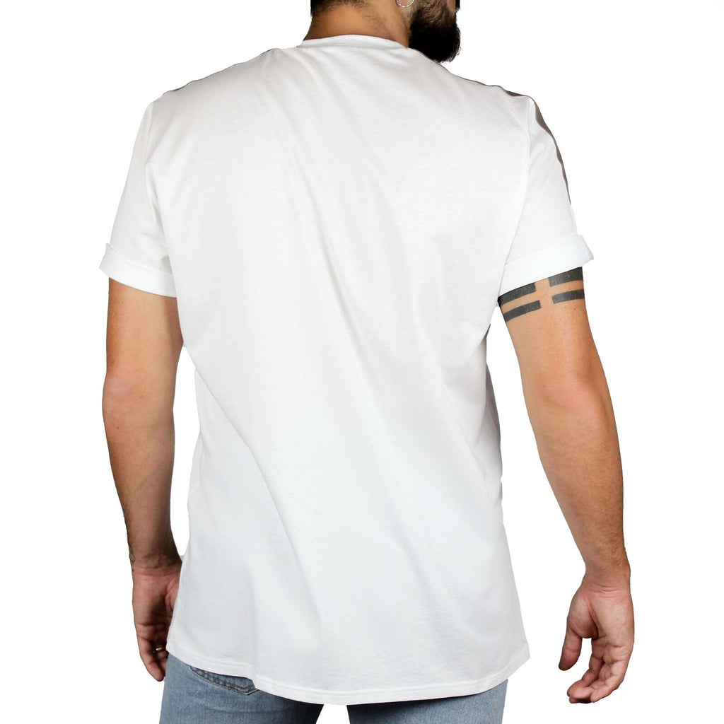 T-shirt bianca inserti lino tortora su spalle 3