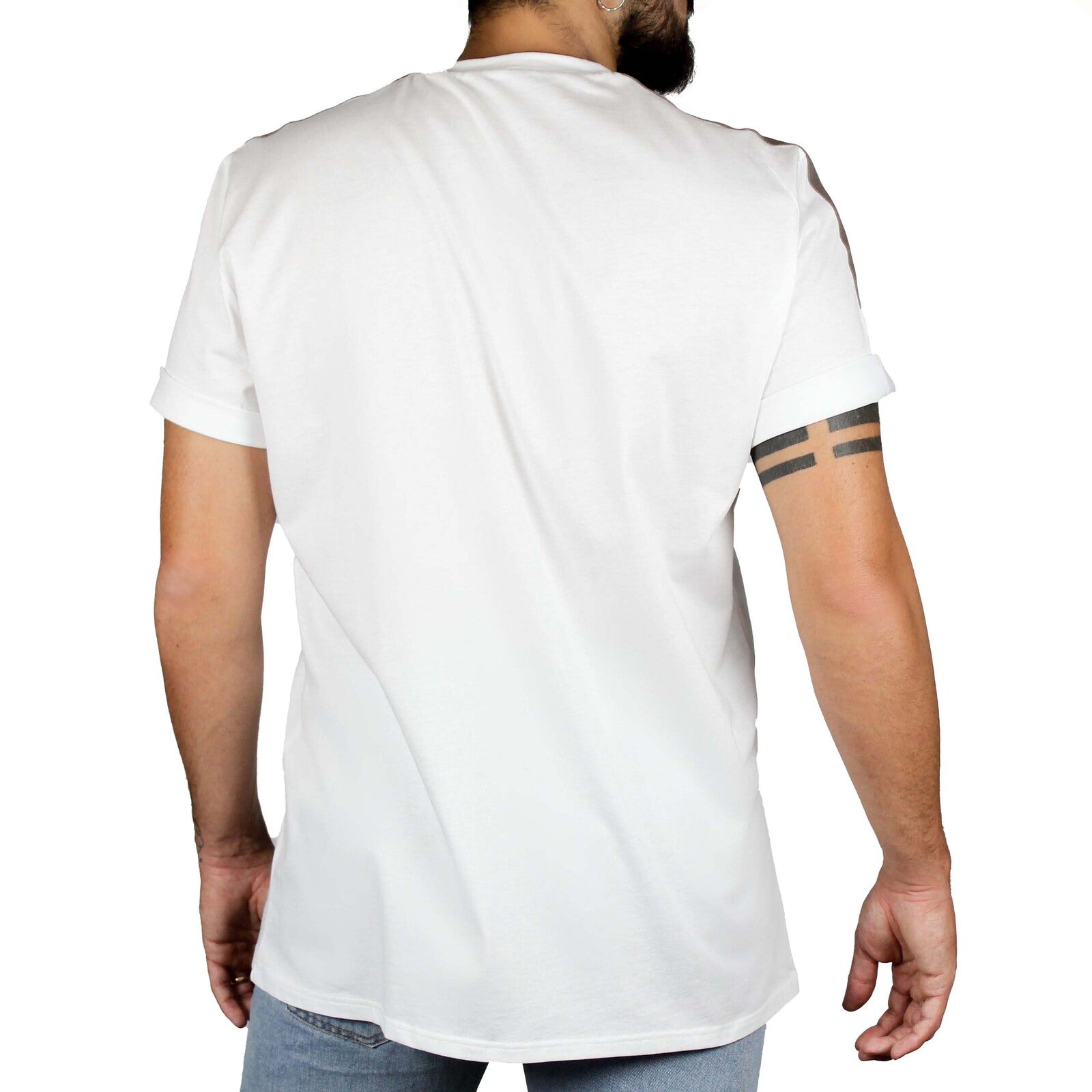 T-shirt bianca inserti lino tortora su spalle 3