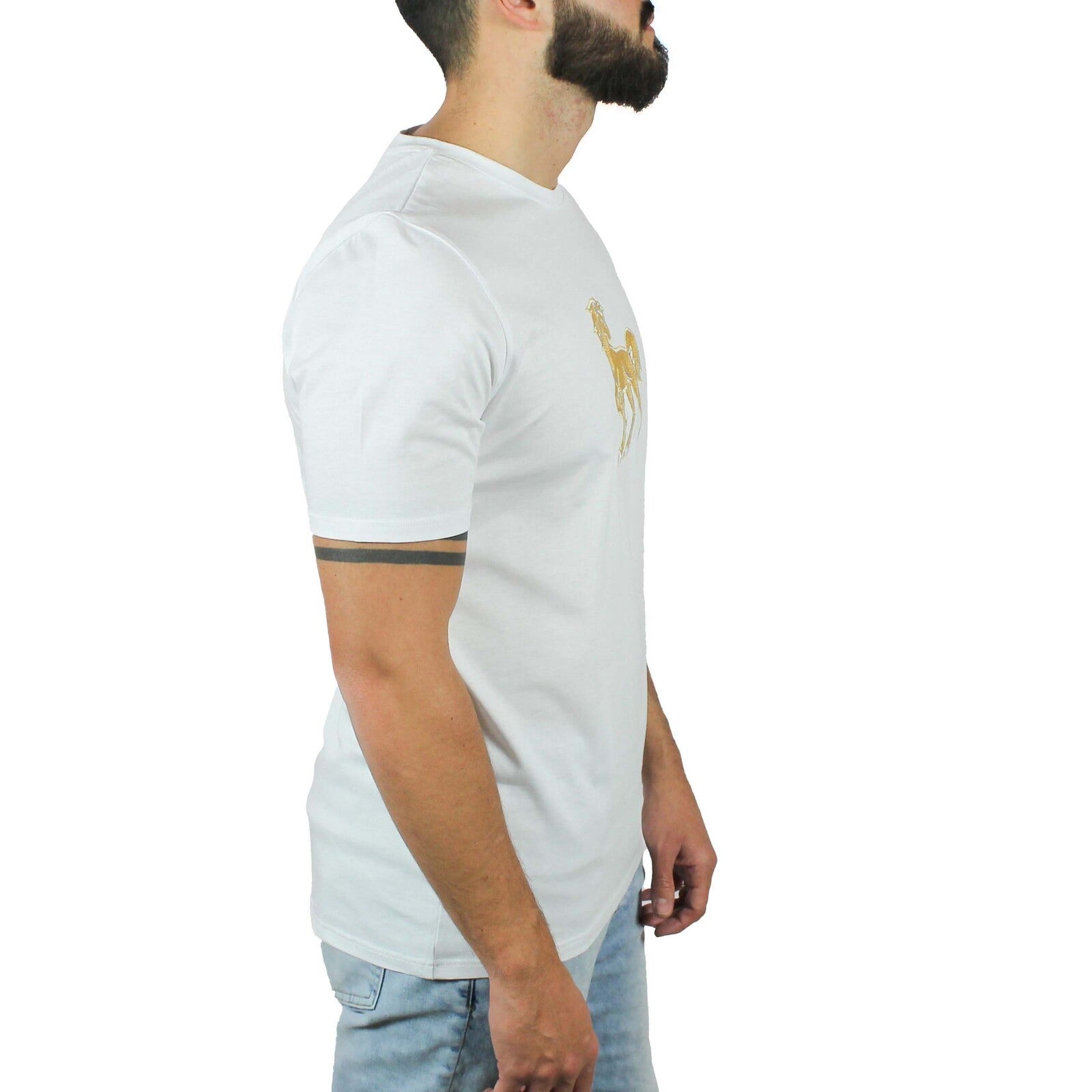 T-shirt bianca con ricamo Vinto oro 3