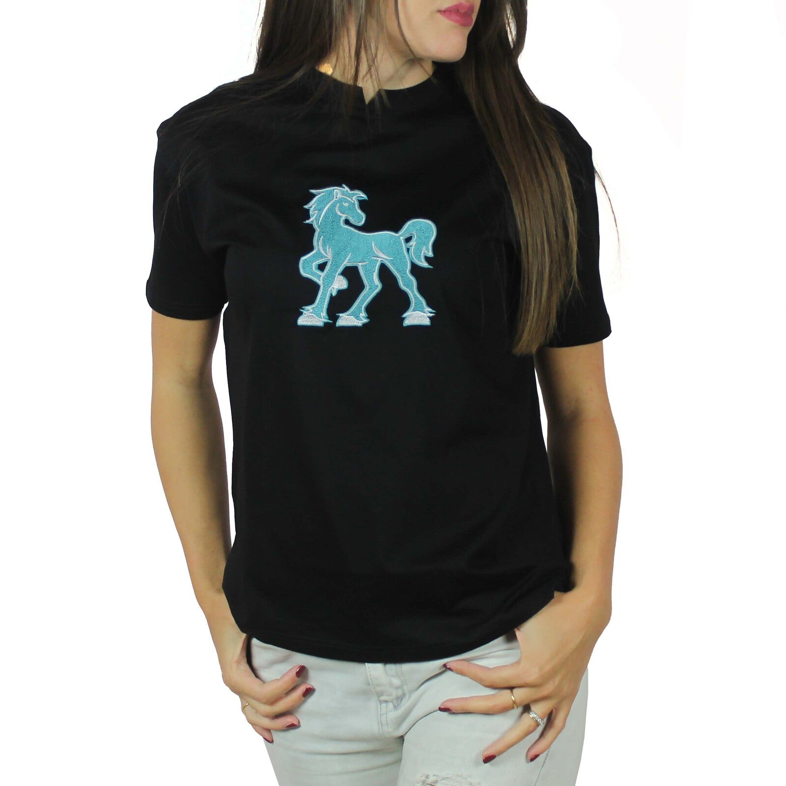 T-shirt nera con ricamo Vinto 1