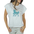T-shirt giromanica bianca con ricamo Vinto oro 1
