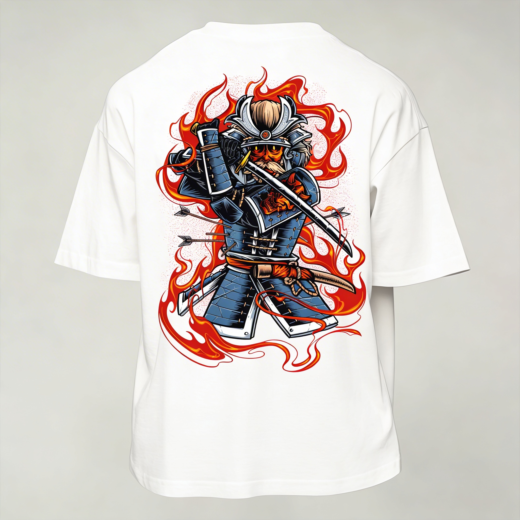 T-Shirt Uomo  Over con stampa samurai