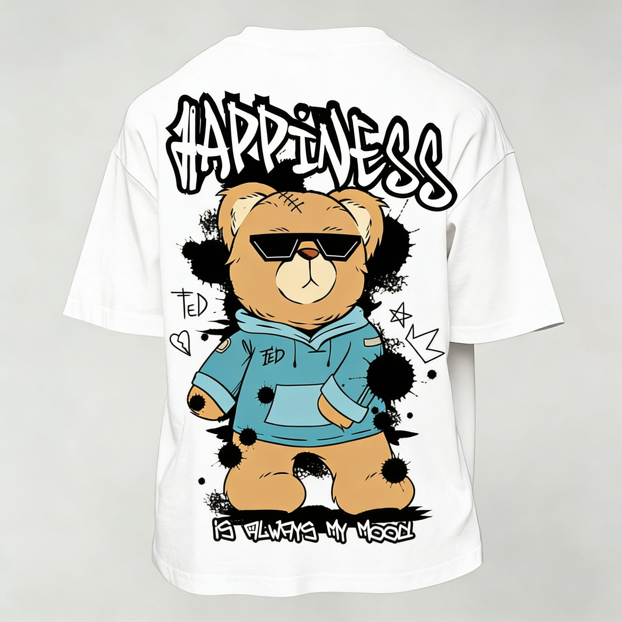 T-Shirt Uomo  Over con stampa happy bear