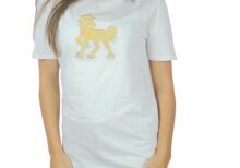 T-shirt bianca con ricamo Vinto oro